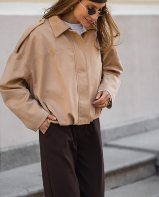 128 Бомбер з замши з складками